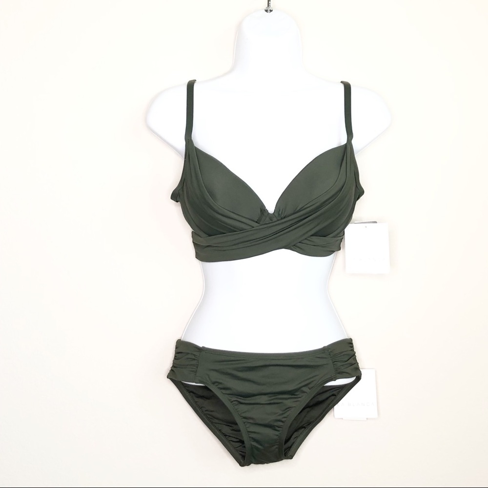 La Blanca Island Goddess Underwire Standard Island Goddess Shirred Hipster Set - Picture 5 of 7